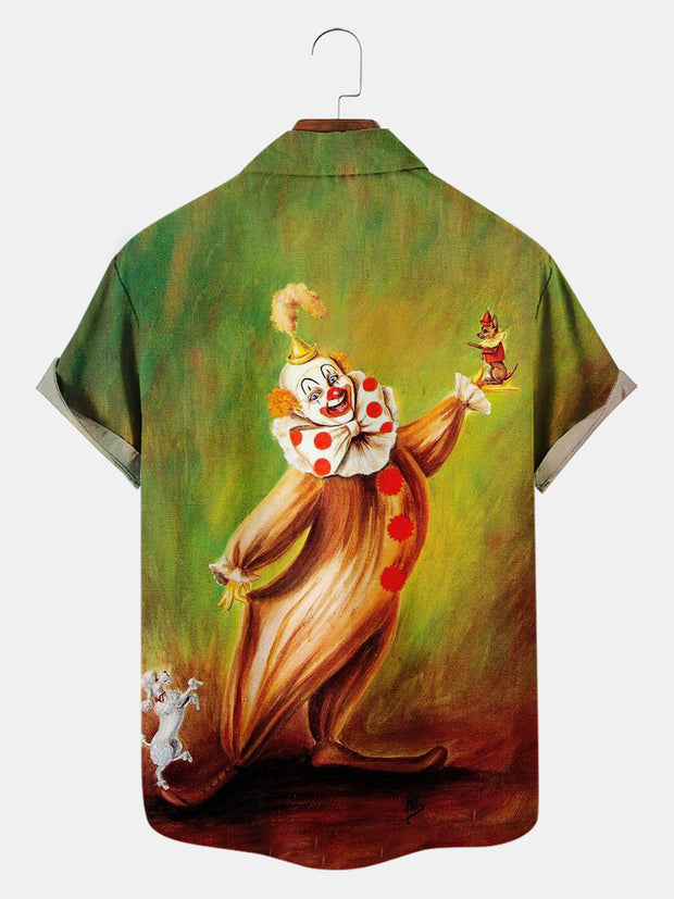 Fydude Men'S Halloween Clown Printed Shirt
