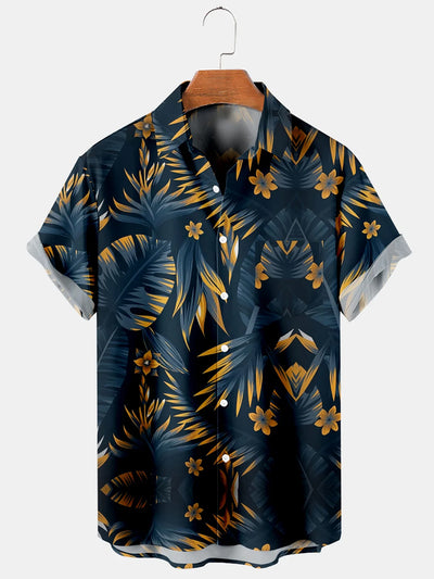 Men'S Hawaiian Tropical Island Plants Printed Shirt