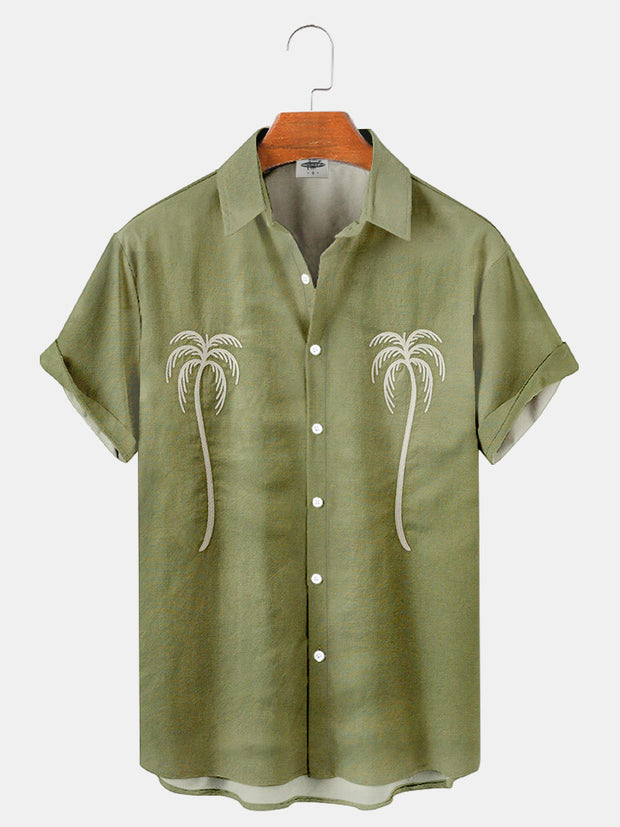 Fydude Men'S Tropical Plants Coconut Tree Printed Shirt