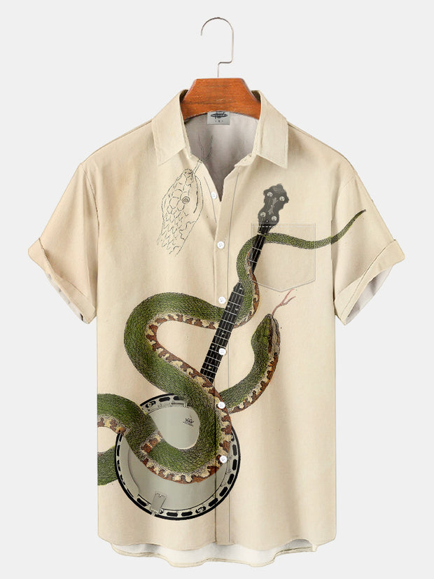 Fydude Men'S Snake With Banjo Music Printed Shirt
