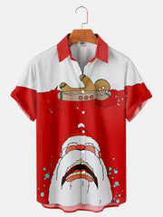 Fydude Men'S Christmas Santa Shark Printed Shirt