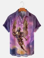 Fydude Men'S Sagittarius Print Short Sleeve Shirt