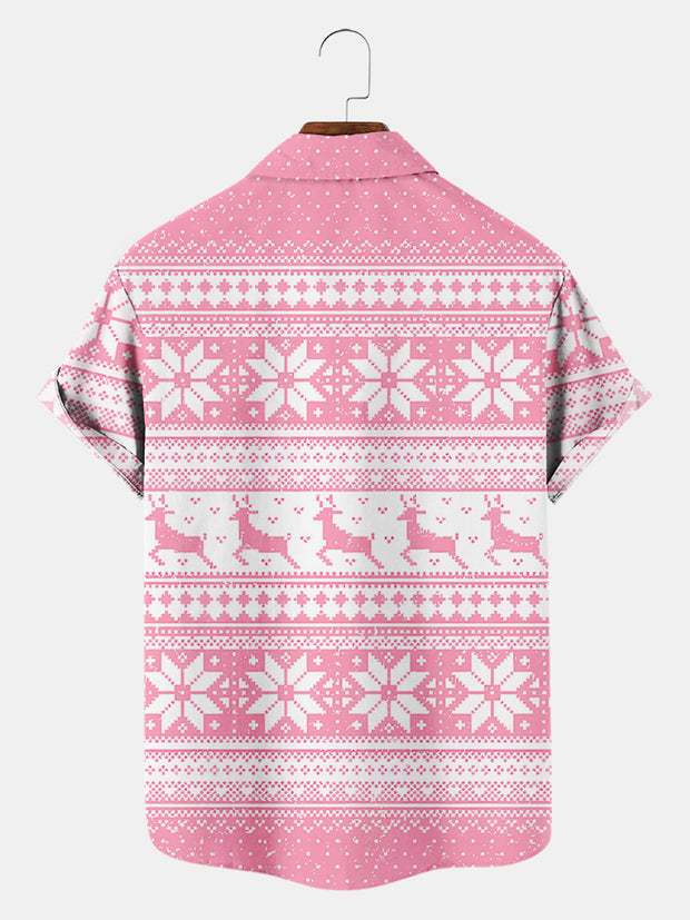 Fydude Men'S Pink Christmas Movie Same Style Printed Shirt