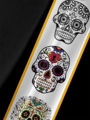 Men's Sugar Skulls Striped Bowling Short Sleeve Shirt