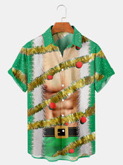 Fydude Men'S Christmas Tree Abs Printed Shirt