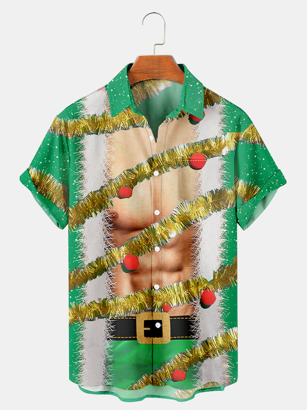 Fydude Men'S Christmas Tree Abs Printed Shirt