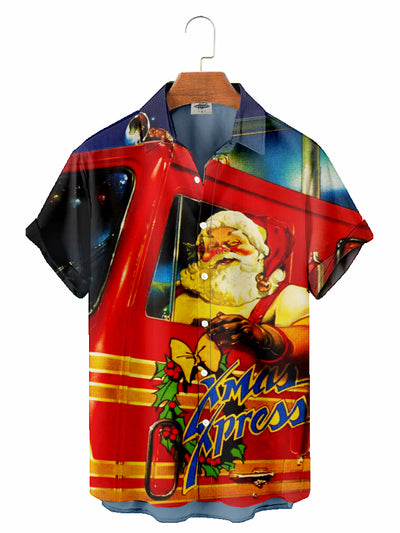 Men's Christmas Bus Printed Shirt