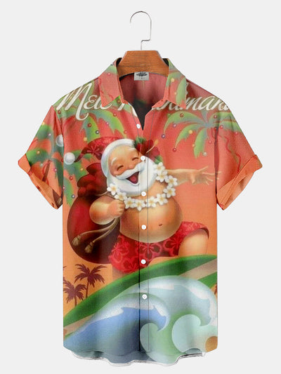 Men's Christmas Santa Printed Shirt