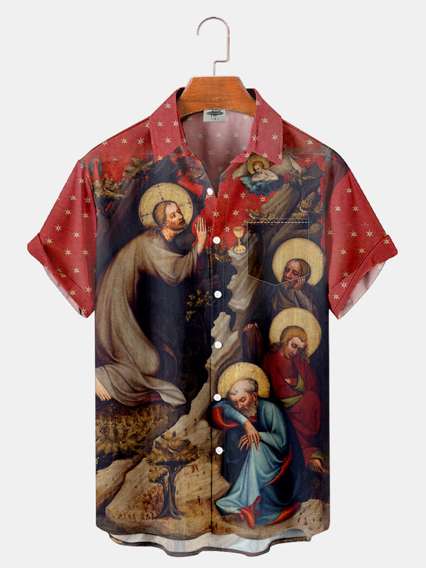 Fydude Men'S Renaissance Raphael Fresco Art Printed Shirt
