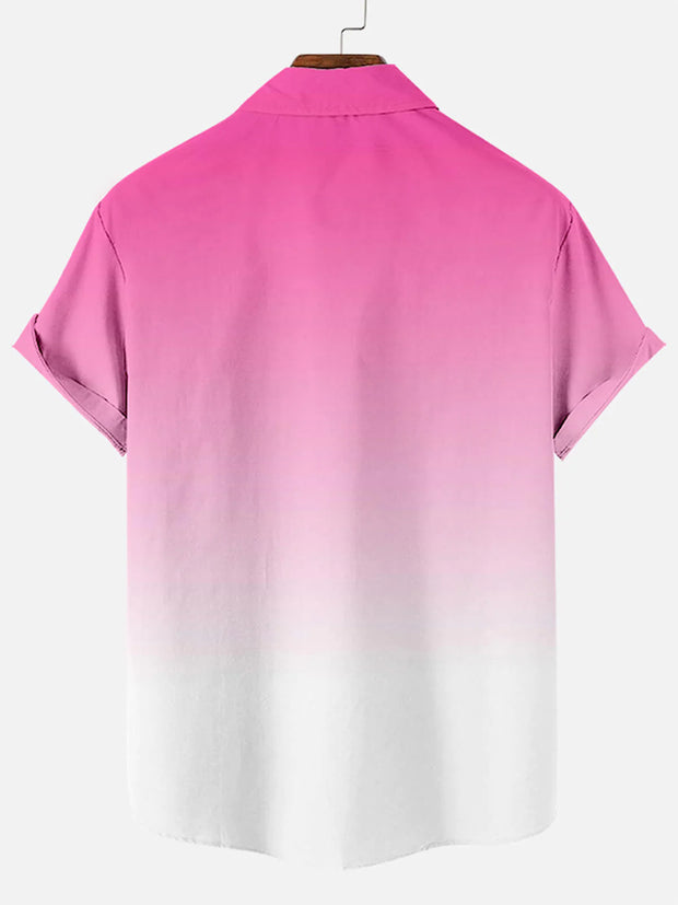 Fydude Men'S Pink Gradient Printed Shirt