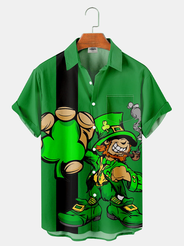 Fydude Men'S St. Patrick'S Day Print Short Sleeve Shirt