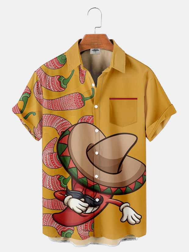 Fydude Men'S Cinco De Mayo Fun Chili Printed Shirt