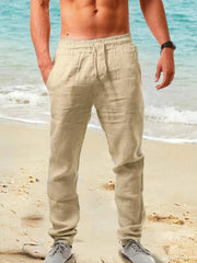 Men's Cotton Linen Pocket Pants Trousers