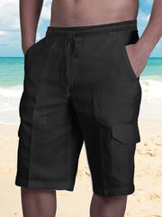 Solid Linen Lace Cargo Shorts