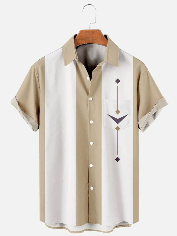 Fydude Men'S Geometric Print Shirt
