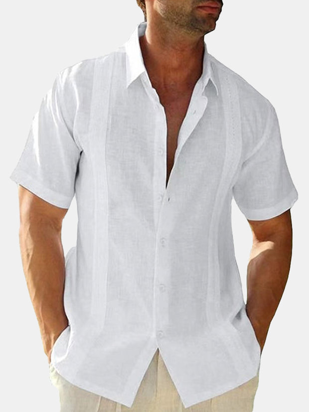 Mens Cotton Linen Button Up Shirts