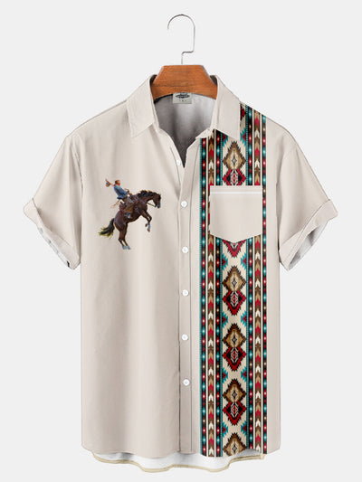 Men's western cowboy print shirt
