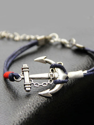 Nautical Navy Wind Pirate Anchor Braided Bracelet