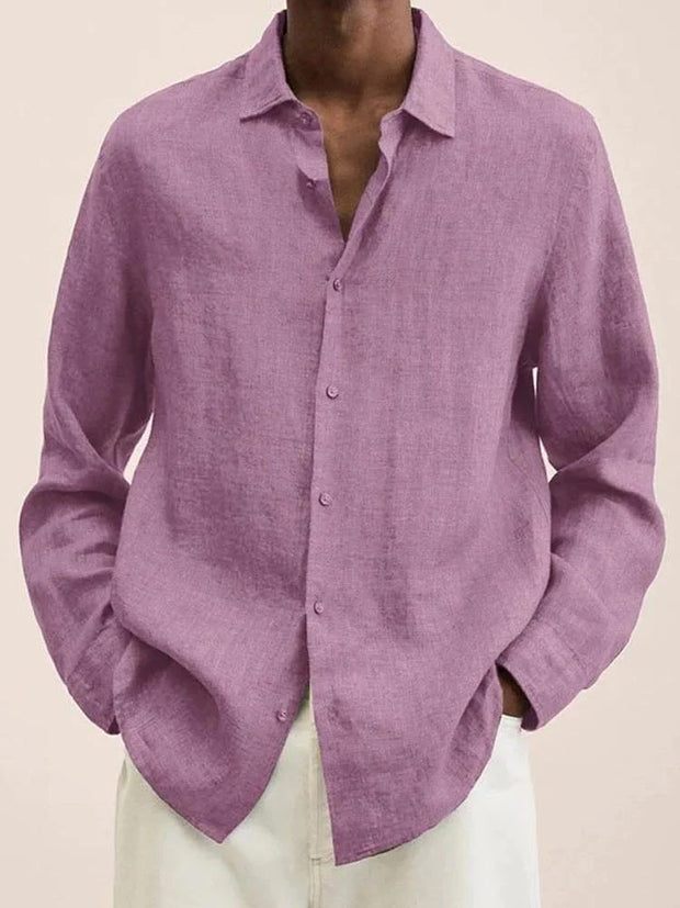 Cotton-Blend Plain Basic Shirts