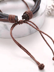 Vintage Alloy Feather Leaf Crescent Bracelet