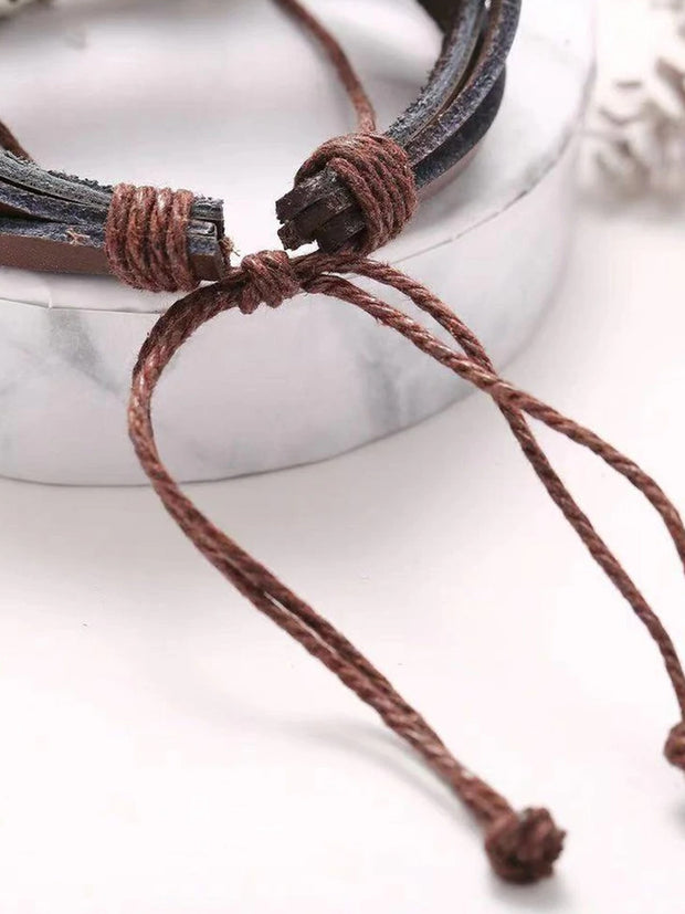 Vintage Alloy Feather Leaf Crescent Bracelet