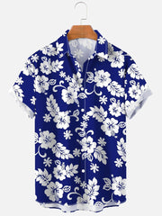 Fydude Men'S Hawaiian Plant Flower Leaf  Printed Shirt