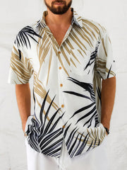 Fydude Men'S It'S Island Coconut Trees Printed Shirt