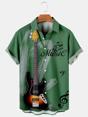 Fydude Men'S Casual Music Guitar Printed Shirt