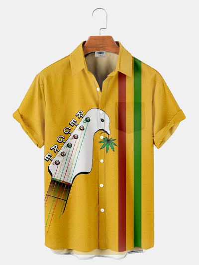 Fydude Men'S Reggae Guitar Printed Shirt