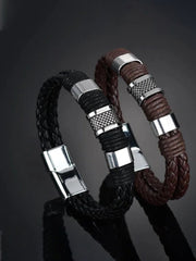 Alloy Braided Leather Bracelet