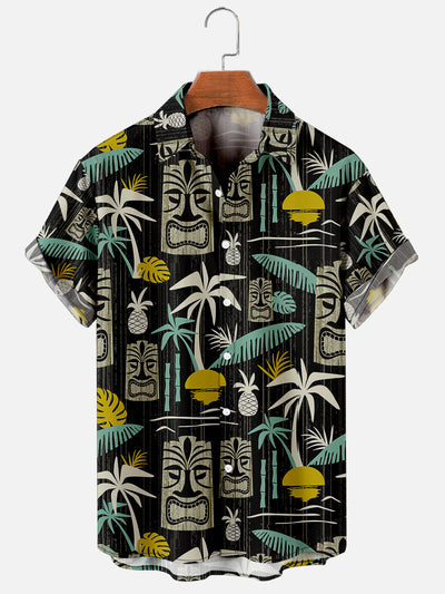 Coconut Tree Printed Short Sleeve Shirt