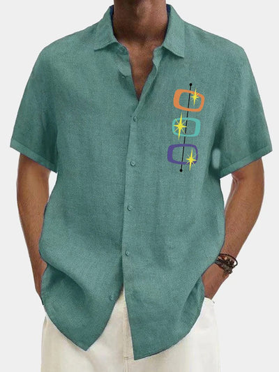 Men's Vintage Geometry Print Regular Sleeve Shirts