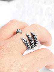 Resizable Vintage Gothic Stainless Steel Dragon Claw Rings