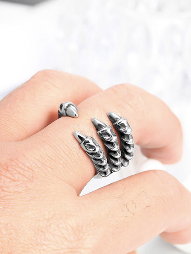 Resizable Vintage Gothic Stainless Steel Dragon Claw Rings