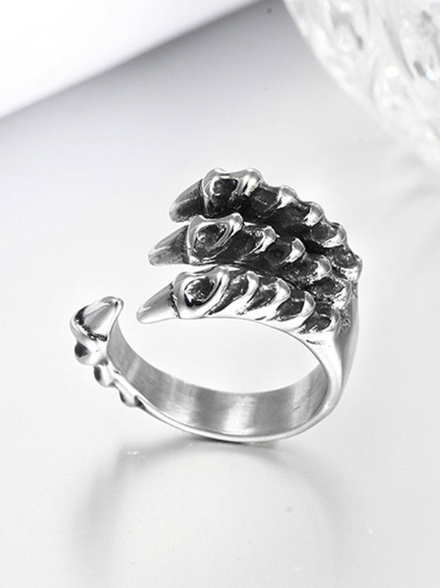 Resizable Vintage Gothic Stainless Steel Dragon Claw Rings