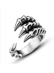Resizable Vintage Gothic Stainless Steel Dragon Claw Rings