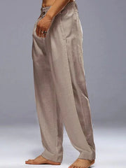 Men's Cotton Linen Elastic Waist Trousers