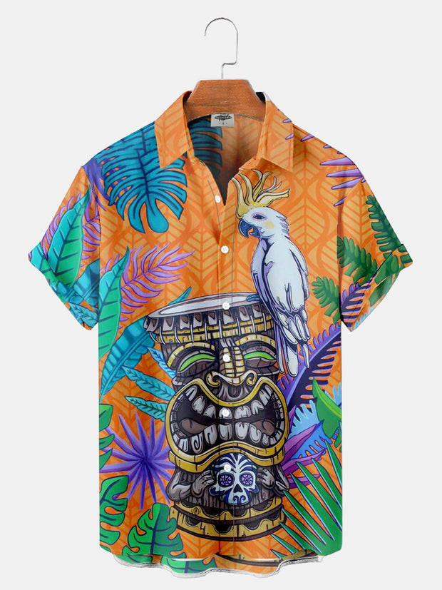 Fydude Men'S Island Tiki Printed Shirt