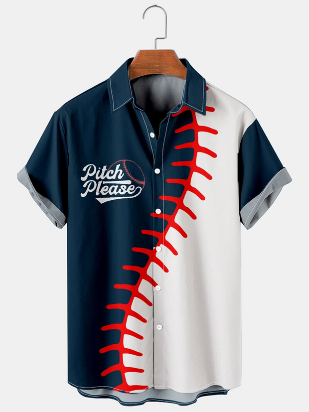 Fydude Men's Baseball Printed Shirt