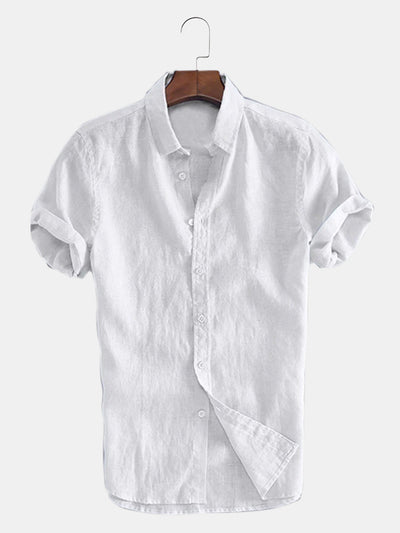 Men's Solid Color Short-Sleeved Shirt