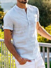Men's Stand Collar Cotton Linen Shirt