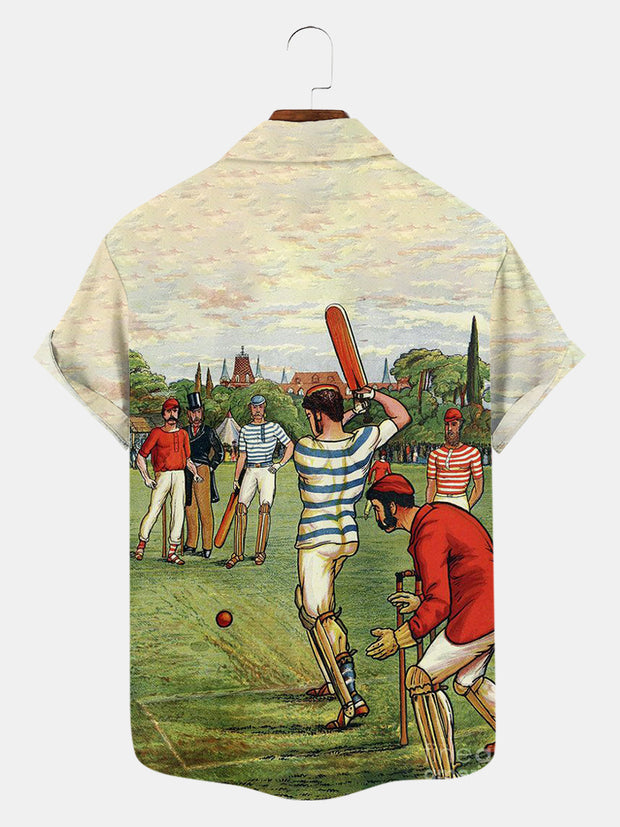 Fydude Men'S Cricket Printed Shirt