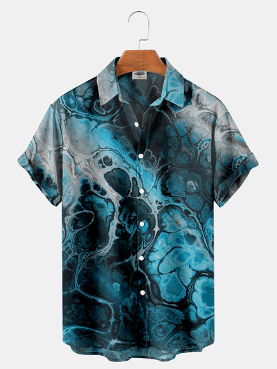 Men's Ocean Wave Print Regular Sleeve Shirt