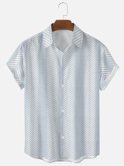 Stripe Casual  Printed Short Sleeve Shirt