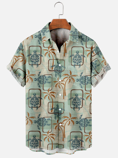 Coconut Tree And Turtle Printed Shirt
