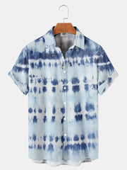 Fydude Men'S Tie-Dye Print Short-Sleeved Shirt