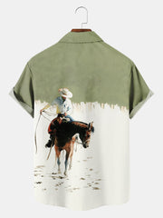 Men'S Western Cowboy Print Shirt