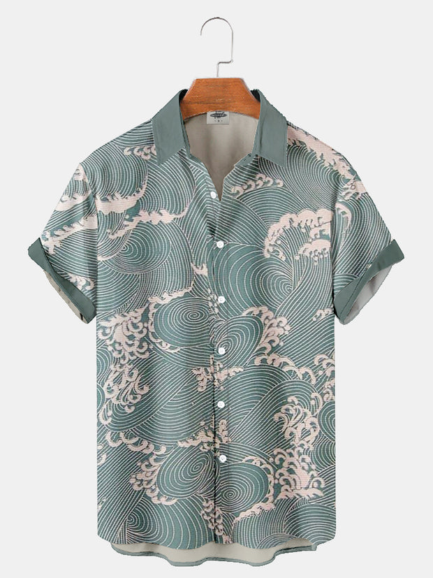 Fydude Men's marine print shirt