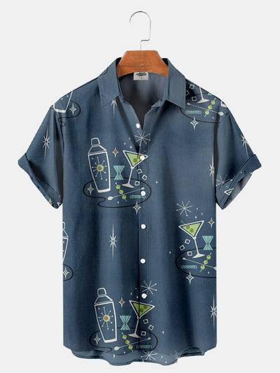 Men's Vintage Tipsy Spirit Geometric Print Regular Sleeve Shirt