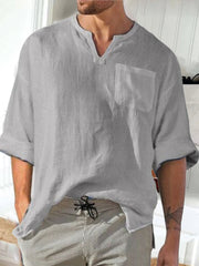 Men's Henley V Neck Long Sleeve Shirts